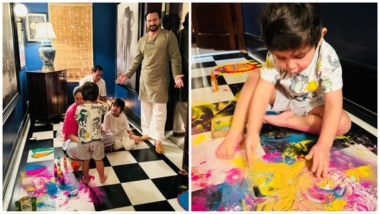 करीना कपूर और सैफ अली खान अपने बेटों के साथ दिवाली मना रहे हैं।