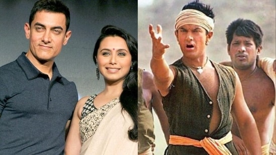 आमिर खान (बाएं) के साथ रानी मुखर्जी, लगान का एक दृश्य।