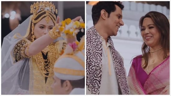 अपनी शादी के वीडियो में रणदीप हुडा और लिन लैशराम।